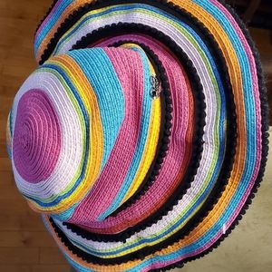 Betsy Johnson multi colored straw hat